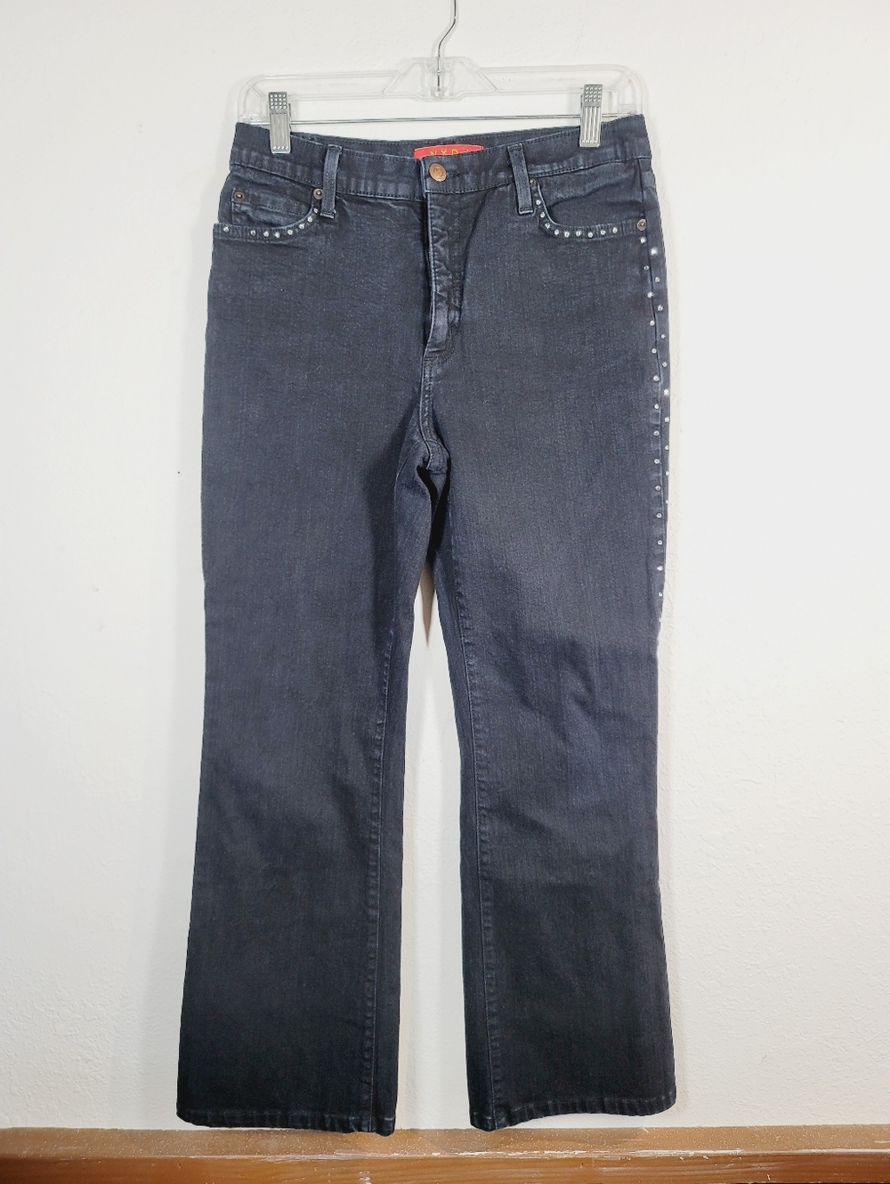 NYDJ Black Studded Bootcut Jeans, Size 6P